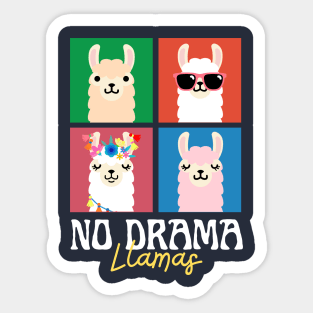 No Drama Llamas Squares Funny Vintage 70s Animal Lover Sticker